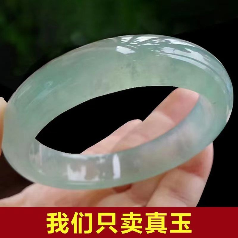 正品冰种翠色石英岩玉手镯女款带证书玉石镯子手饰真玉旺夫浅阳绿