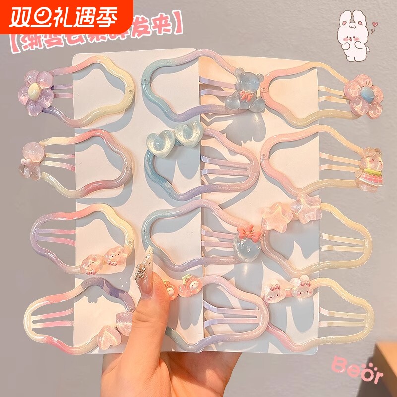 后脑勺刘海云朵发夹bb夹女童可爱侧边碎发一字夹女孩儿童发卡头饰