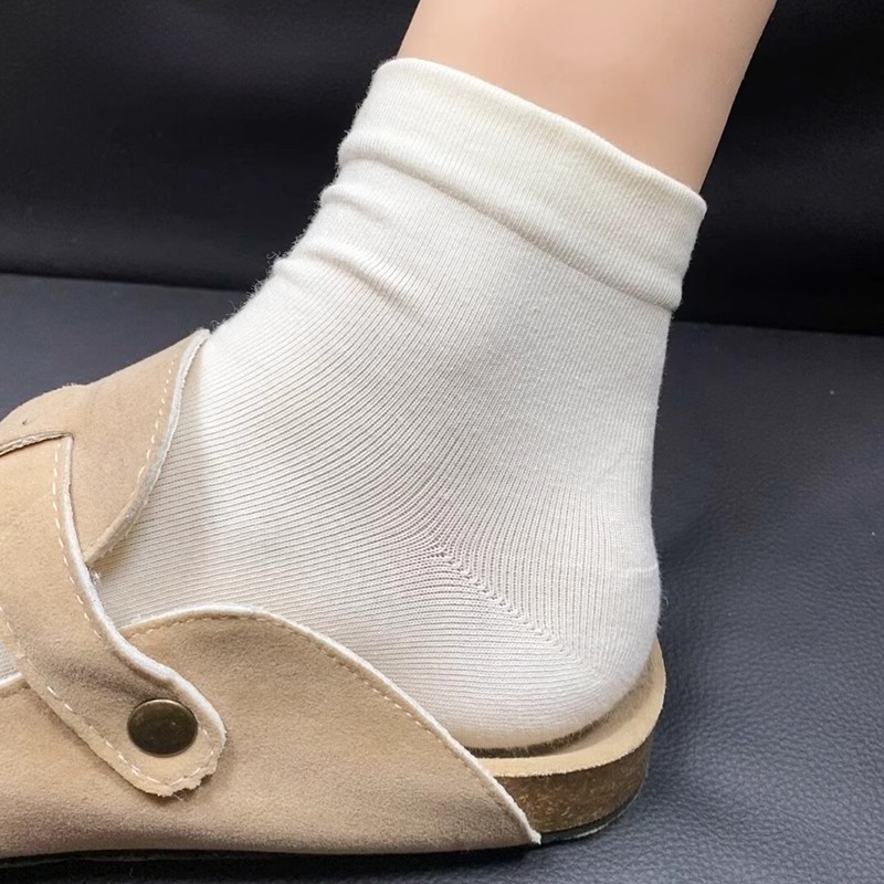 白色袜子女纯棉短袜无骨夏季薄款短筒月子袜抑菌防臭透气夏天女袜