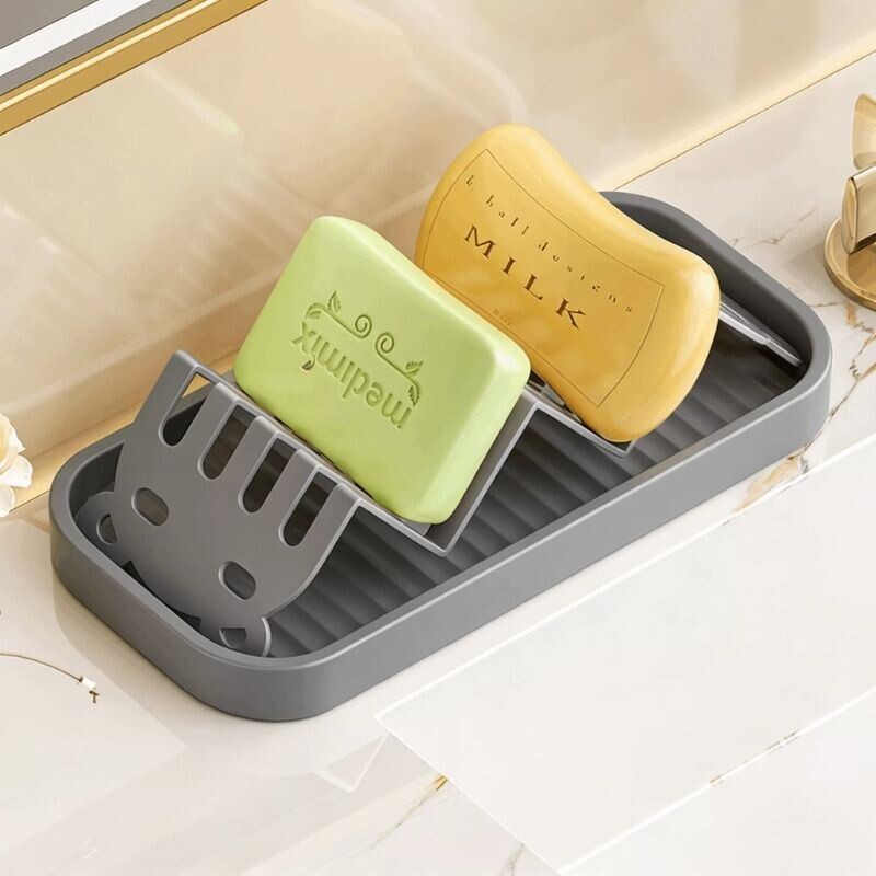 2026新款枪灰色肥皂架沥水托盘台面台式浴室肥皂盒收纳香皂置物架