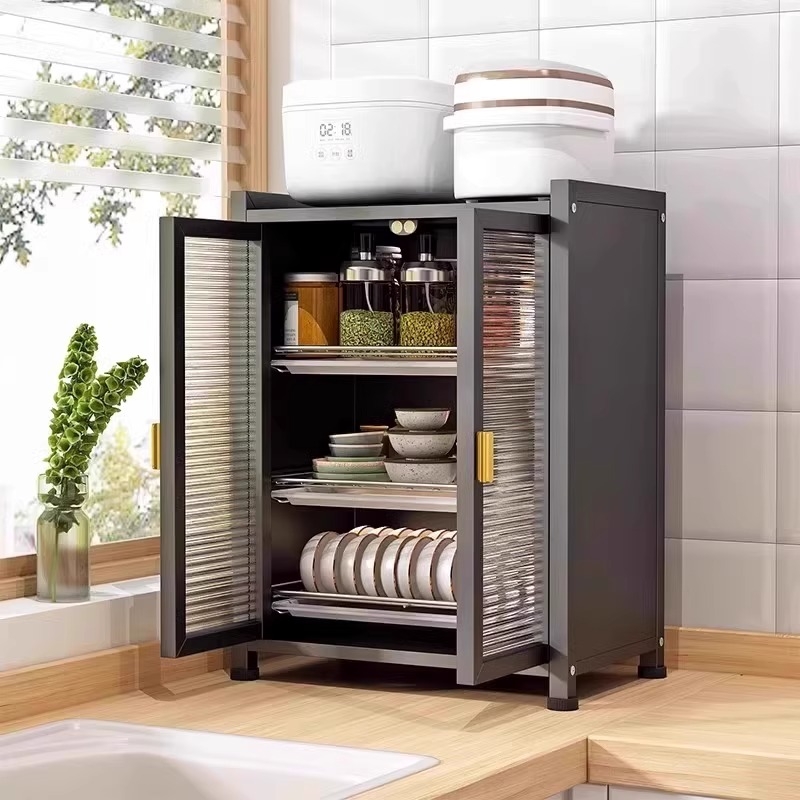 厨房储物柜收纳柜橱柜子多层多功能带门J岩板餐边柜餐具柜碗柜
