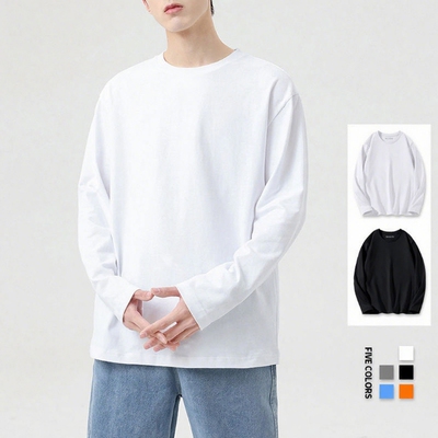 2025新款纯棉长袖t恤男宽松打底