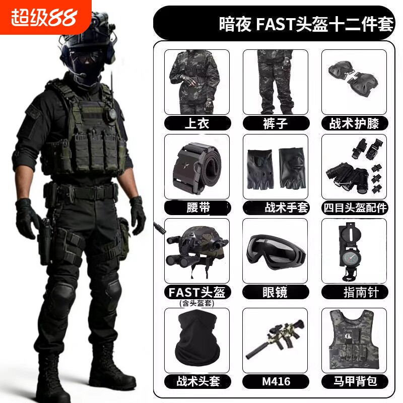 儿童威龙行动迷彩服三角洲套装特种兵军训学生演出服战术背心科技