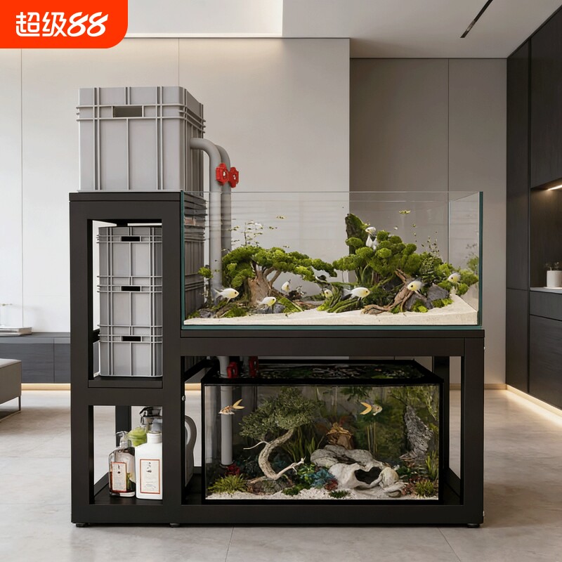 鱼缸架客厅家用组合鱼缸底座办公室鱼缸架子双层落地式水族箱架子