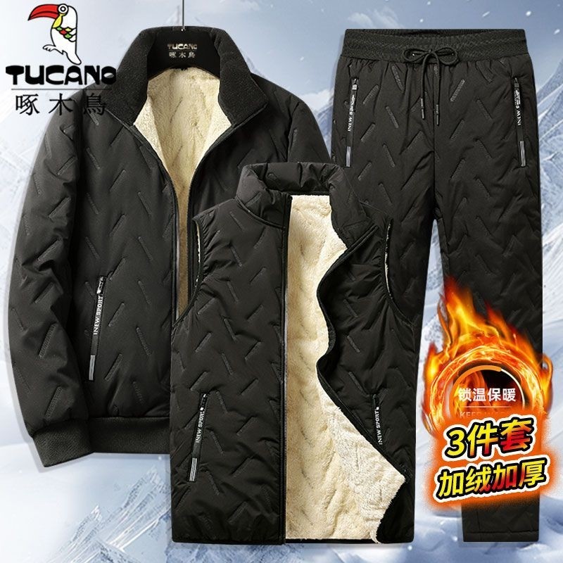 啄木鸟冬季加厚绒棉衣棉裤2/3件套羊羔绒棉服正宗劳保棉袄套装男