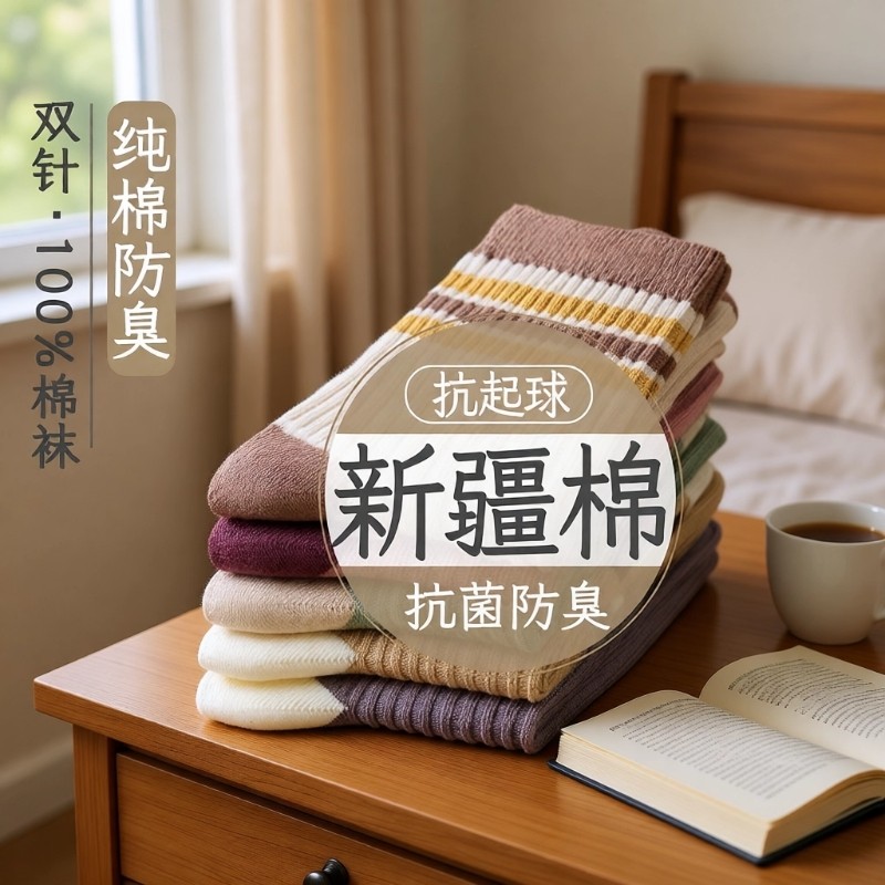 防臭棉袜子女款春秋季中筒袜纯棉新疆全棉夏季爆款配鲨鱼裤抗菌,女士内衣/男士内衣/家居服,中筒袜,淘宝优惠券,粉丝福利购,淘宝优惠卷