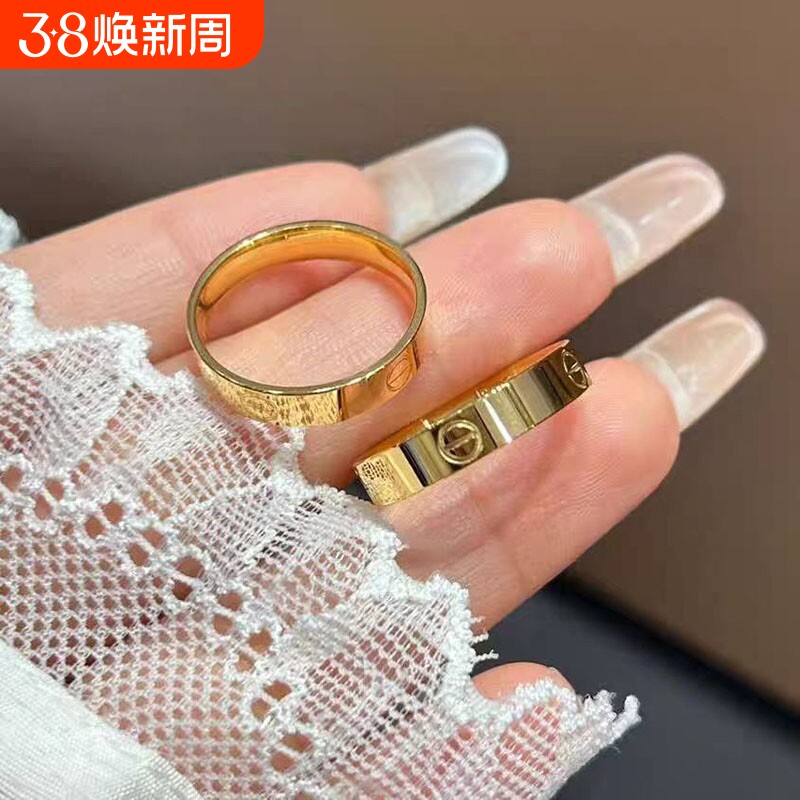 金店同款素圈戒指车花光面仿黄金硬金戒子男女情侣对戒指环