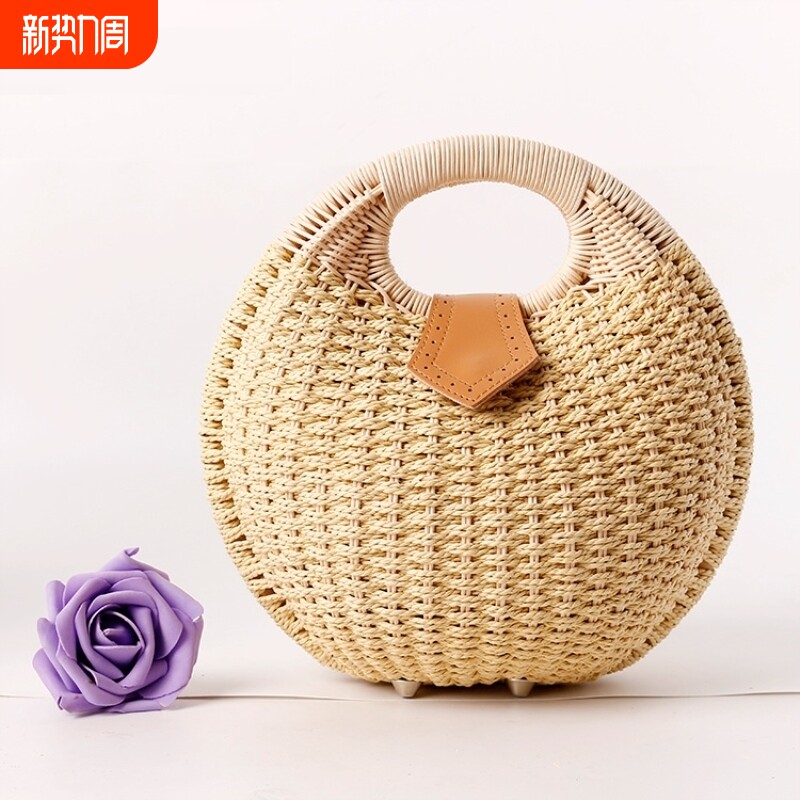 新款草编包藤编沙滩女包手提包供应批发厂家直供编织