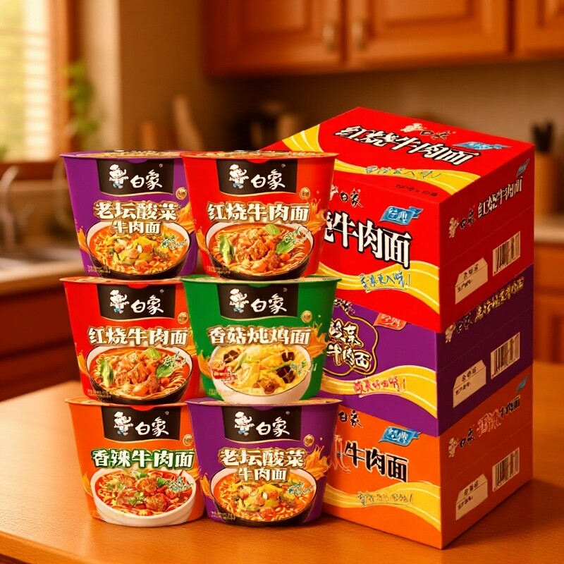 白象方便面泡面整箱桶装批发香辣红烧牛肉面桶速食品经典拌面老坛