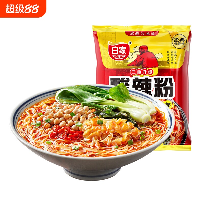白家陈记酸辣粉108g/袋重庆风味火锅红薯粉丝袋装方便面肥肠粉