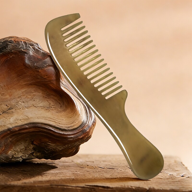 送礼天然牛角梳子正品按摩头皮头部经络羊角梳女士专用长发家用