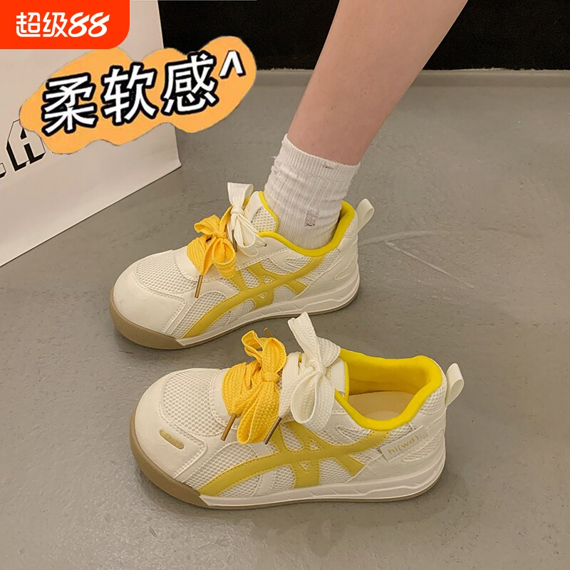德训鞋女款夏季2026新款网面透气休闲运动阿甘鞋大头内增高女鞋子图片