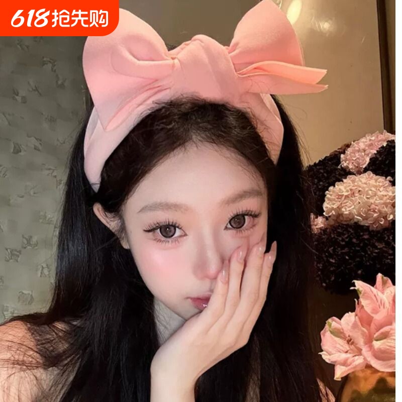韩系芭比~超大粉色蝴蝶结发箍女高级感洗脸头箍甜美百搭公主头饰