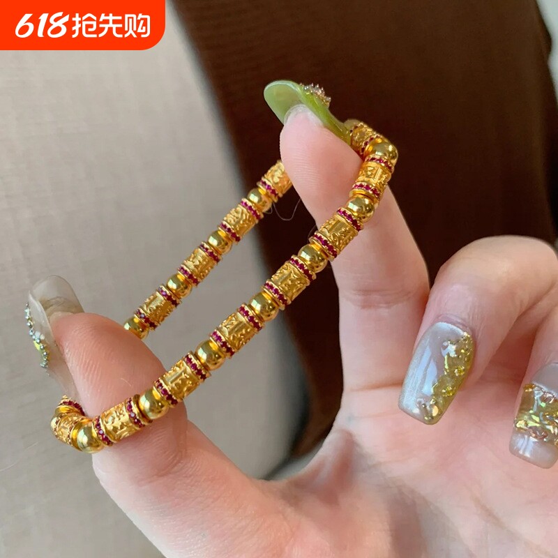 新中式气质六字真言圆珠手链高颜值设计时尚潮流轻奢个性百搭饰品