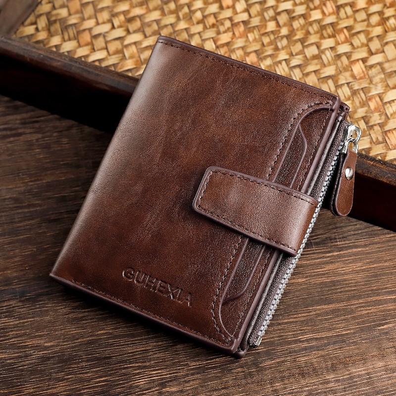 正品钱包男短款驾驶证多功能复古拉链多卡位新款男士皮夹子送爸爸