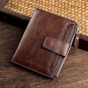 男士 驾驶证多功能复古拉链多卡位新款 皮夹子送爸爸 钱包男短款 正品