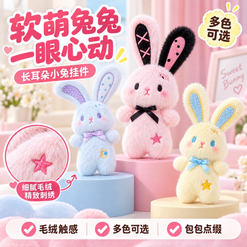 超萌星象兔子挂件毛绒玩具图片