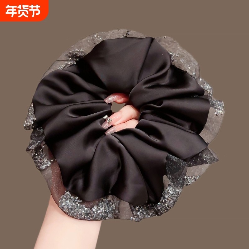 高级感水钻纱边缎面肥肠圈2025新款气质扎发头绳大号皮筋头花发圈,饰品/流行首饰/时尚饰品新,发饰,淘宝优惠券,粉丝福利购,淘宝优惠卷