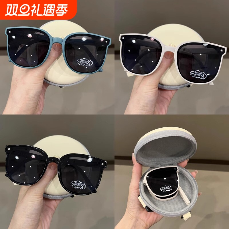 折叠儿童墨镜男童防紫外线女童不伤眼睛防蓝光偏光太阳眼镜圆脸