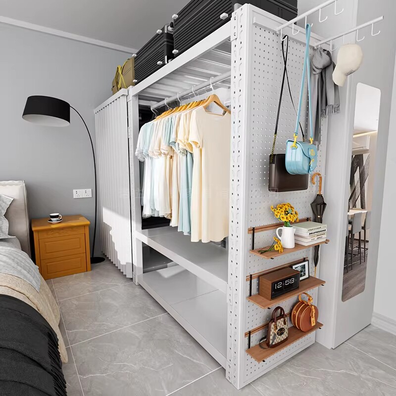 diy简易货架衣柜家用卧室挂衣橱全封闭洞洞板衣帽架子承重组装