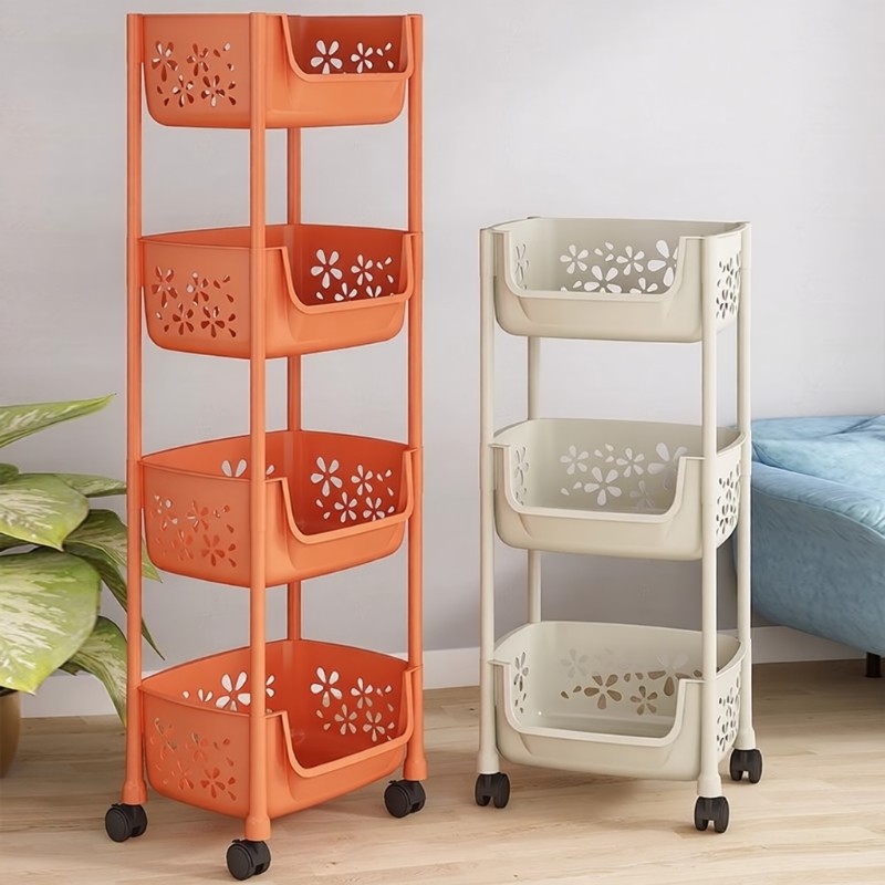 厨房置物架多层收纳架子蔬菜篮落地柜零食小推车放菜筐多功能夹缝