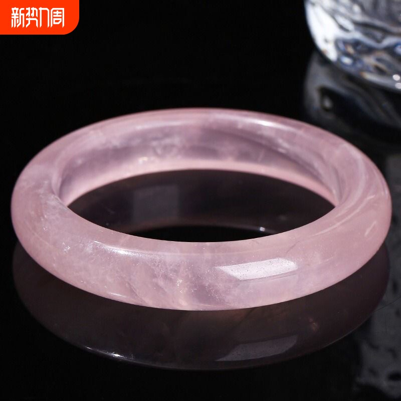 天然水晶莫粉手镯六芒星光透饰品女果冻芙蓉石莫桑比克粉晶首饰