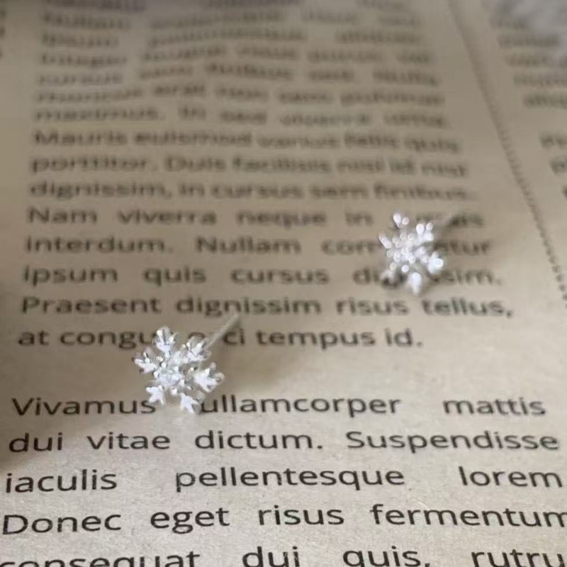 999足银雪花耳钉女耳环小众设计圣诞节轻奢新款潮爆高级简约耳饰