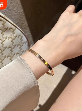 手镯满天星轻奢女18K玫瑰金高版本高级感不掉色手环螺丝love镀金