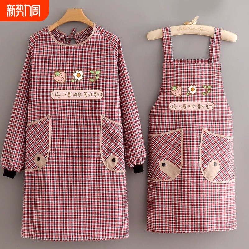 围裙厨房家用专用2026新款女款长袖纯棉布做饭围兜防油工作服耐磨