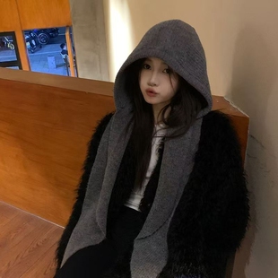 骑行头巾巴拉克法帽小众帽子围巾女围脖一体加厚保暖毛线韩版冬季