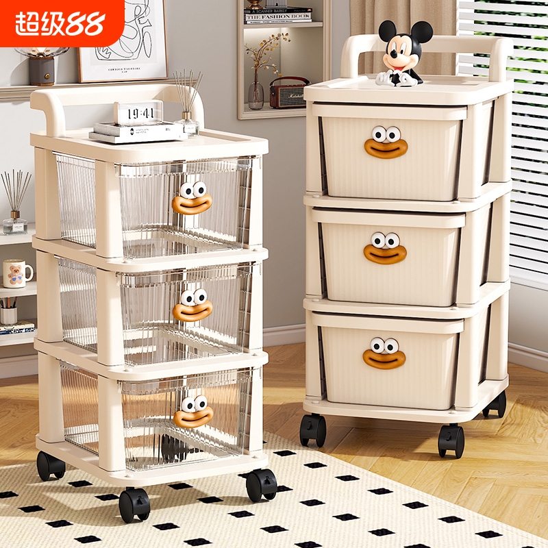 小推车置物架抽屉式零食玩具收纳柜宿舍落地储物柜客厅移动多层