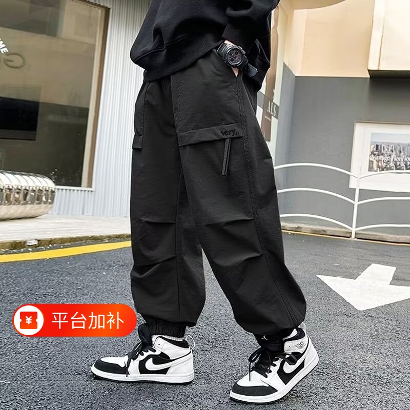 儿童装男童裤子春秋款2026新款中大童工装裤男孩休闲运动长裤薄款