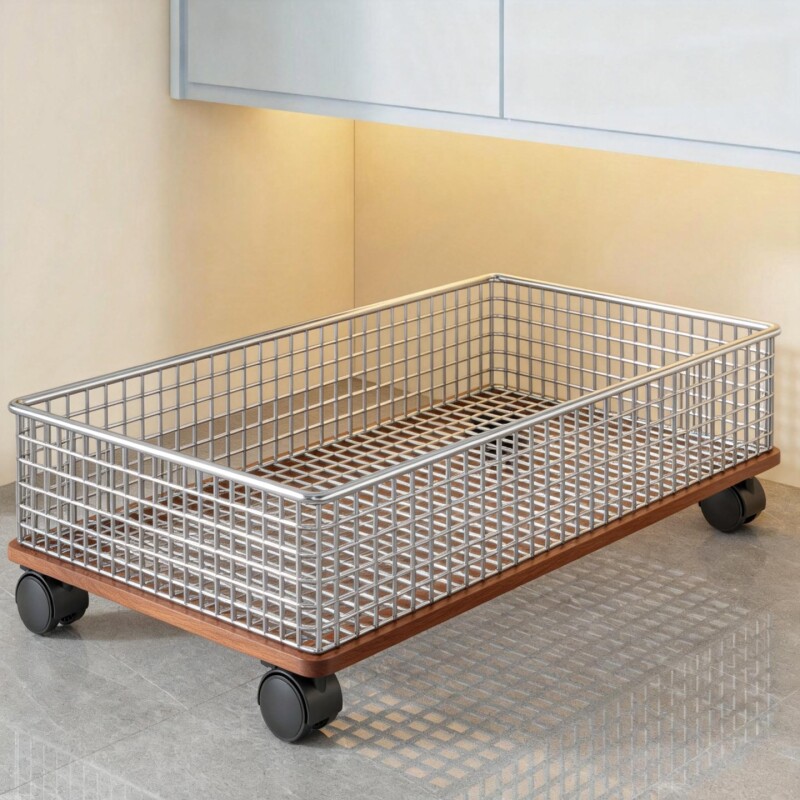 脏衣篮多功能带滑轮可移动洗衣粉收纳架洗漱台下开放洗衣液放置筐