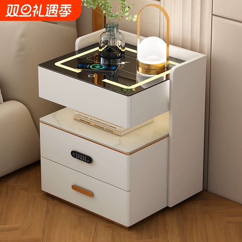 智能床头柜无线充电带灯卧室床边收纳柜小型简约现代床头置物柜