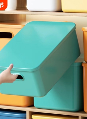 4个装  大容量 桌面收纳盒 塑料整理筐 家用 带盖储物箱 盒子