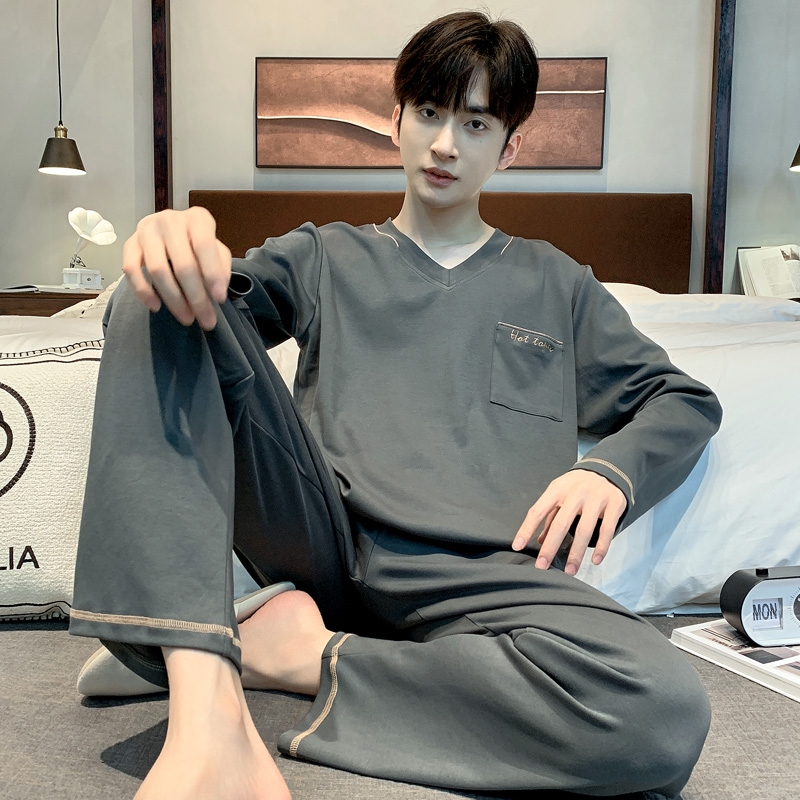 帕兰朵男生纯棉睡衣男士春秋季长袖男款大码2024新款秋冬款家居服