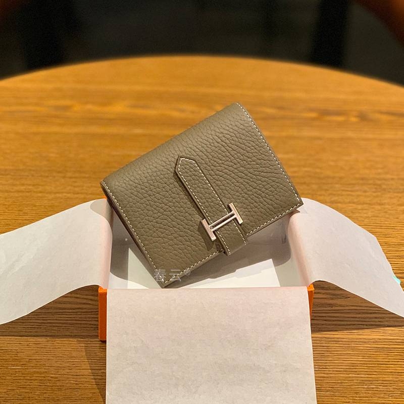 爱马女仕H扣名片夹女款迷你零钱包H家togo真牛皮男士银行信用卡套