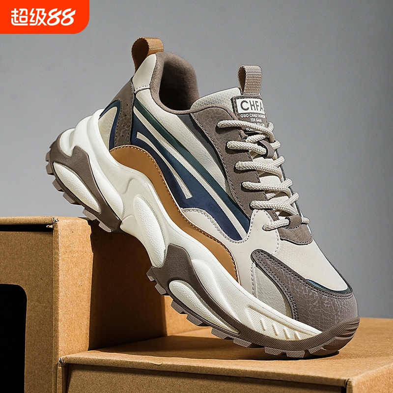 潮牌男鞋春秋款新款高级感厚底增高男士休闲运动情侣老爹鞋子