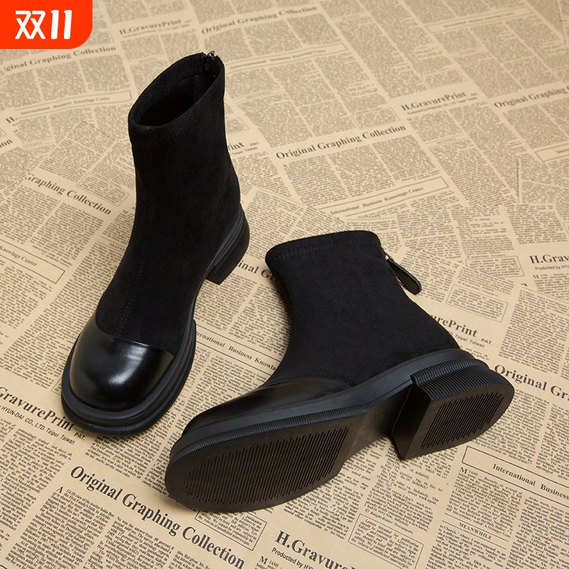 瘦瘦靴子女2025新款爆款袜靴巨好看小短靴秋冬欧货洋气小踝靴