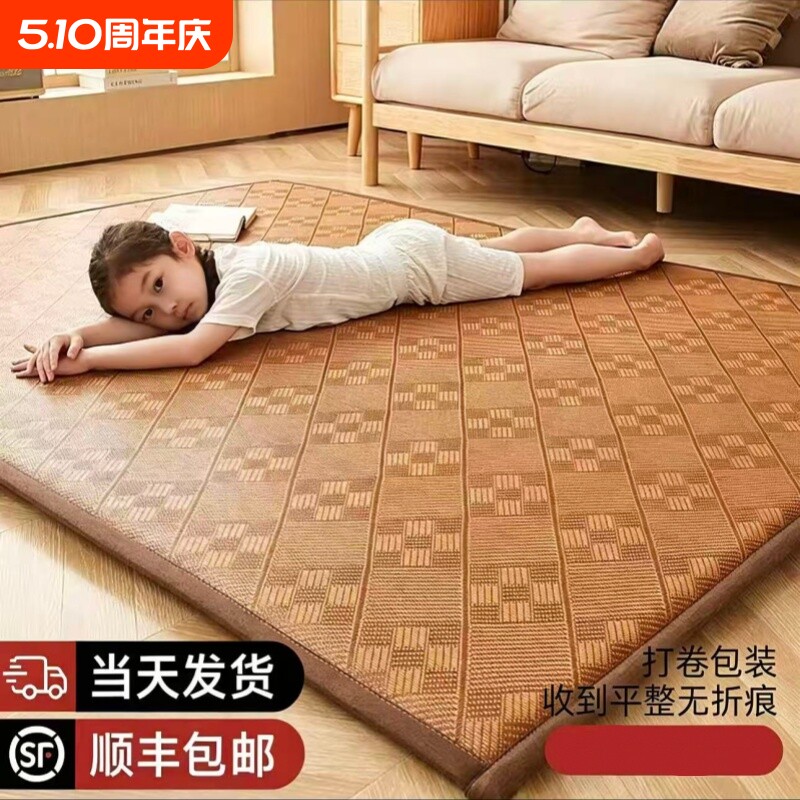 夏季藤席地垫沙发垫学生宿舍睡觉打地铺加厚防滑凉席冰藤榻榻米垫