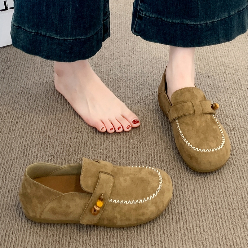 勃肯鞋女2025新款爆款秋季女鞋百搭时尚复古单鞋外穿软底豆豆鞋子