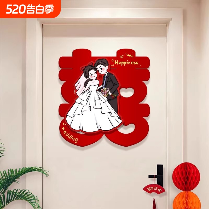 入户门贴喜字贴家用贴纸婚礼用品房门窗户