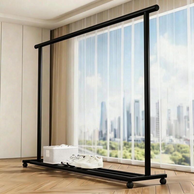 阳台晾衣架落地家用晾晒衣杆室内简易挂衣架多功能加粗加厚衣帽架