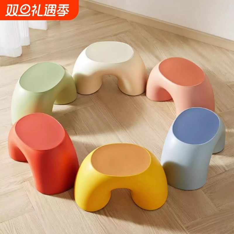 小凳子家用矮凳宝宝塑料板凳浴室加厚防滑创意儿童彩虹小椅子客厅