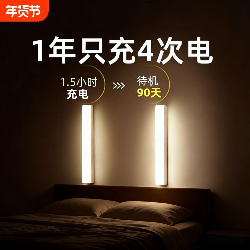 人体感应长条自粘橱柜灯带充电酒柜led无线厨房衣柜灯条磁吸夜间,家装灯饰光源,橱柜灯,淘宝优惠券,粉丝福利购,淘宝优惠卷