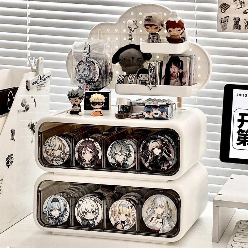 洞洞板吧唧收纳盒抽屉分隔防尘桌面谷子展示架周边卡片挂件小摆件