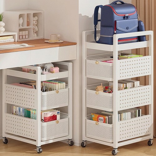 碳钢书包置物架移动带轮零食小推车多层书本收纳架放书包桌下神器