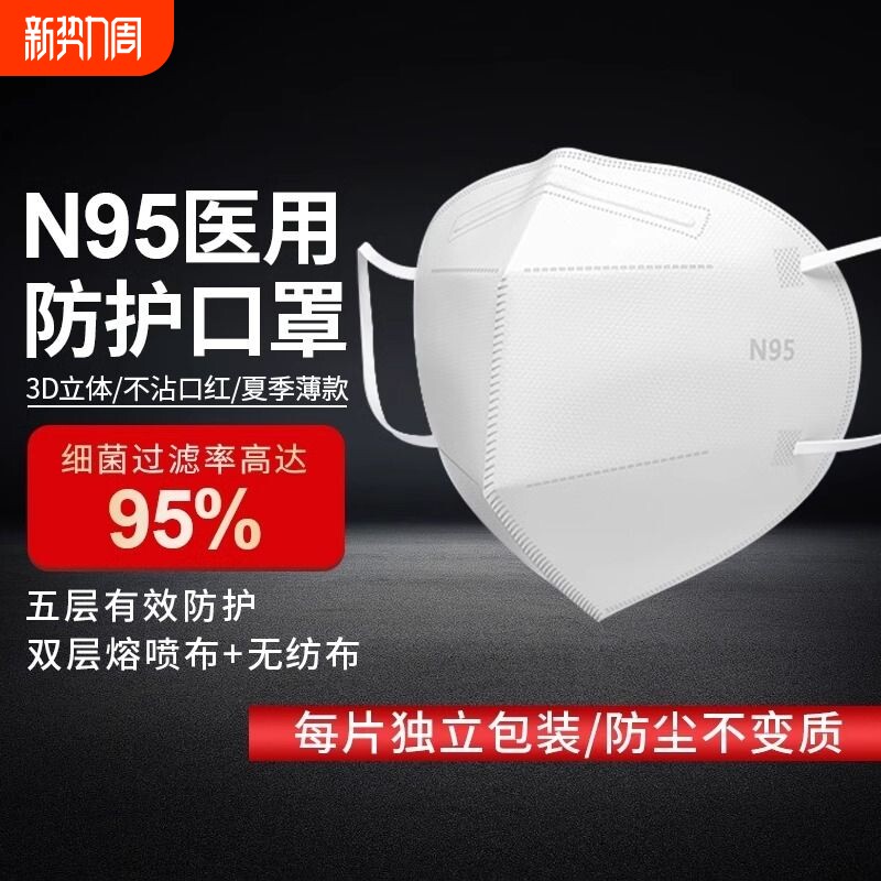N95口罩医疗级别医用防护一次性正品医护女高颜值夏薄款立体粉尘
