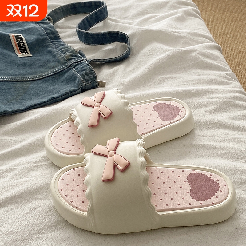 甜美蝴蝶结百搭拖鞋女可拆卸eva