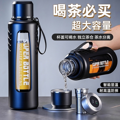高档玻璃杯男士茶水分离泡茶个人专用耐热防摔大容量双层隔热水杯